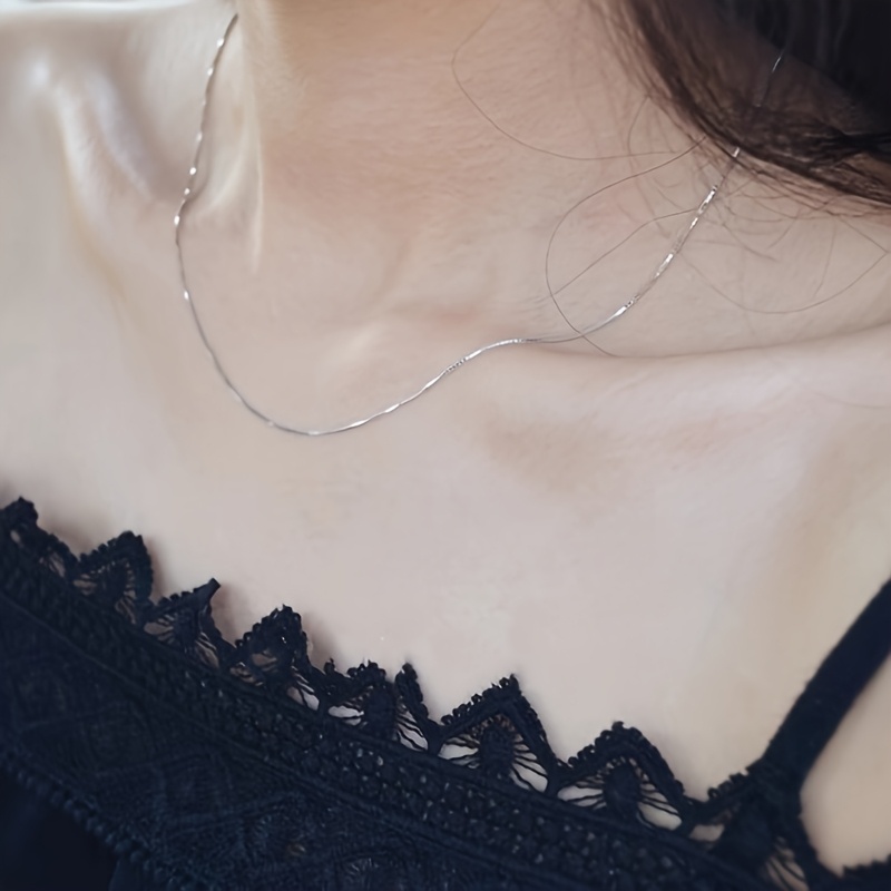 925 Silver Box Chain Necklace with Spring Hook Thin Durable and Versatile